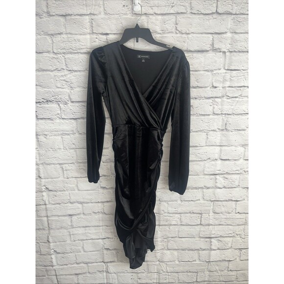 INC International Concepts Women’s NWT Black Velvet Goth Ruched Bodycon Dress - Picture 1 of 10